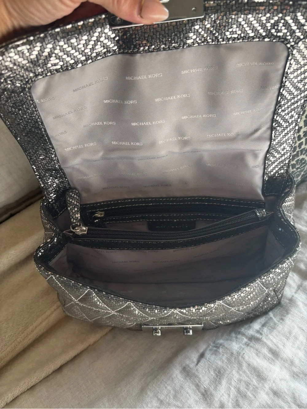 Michael Kors Sloan NWOT Gunmetal Quilted Chain Shoulder Bag